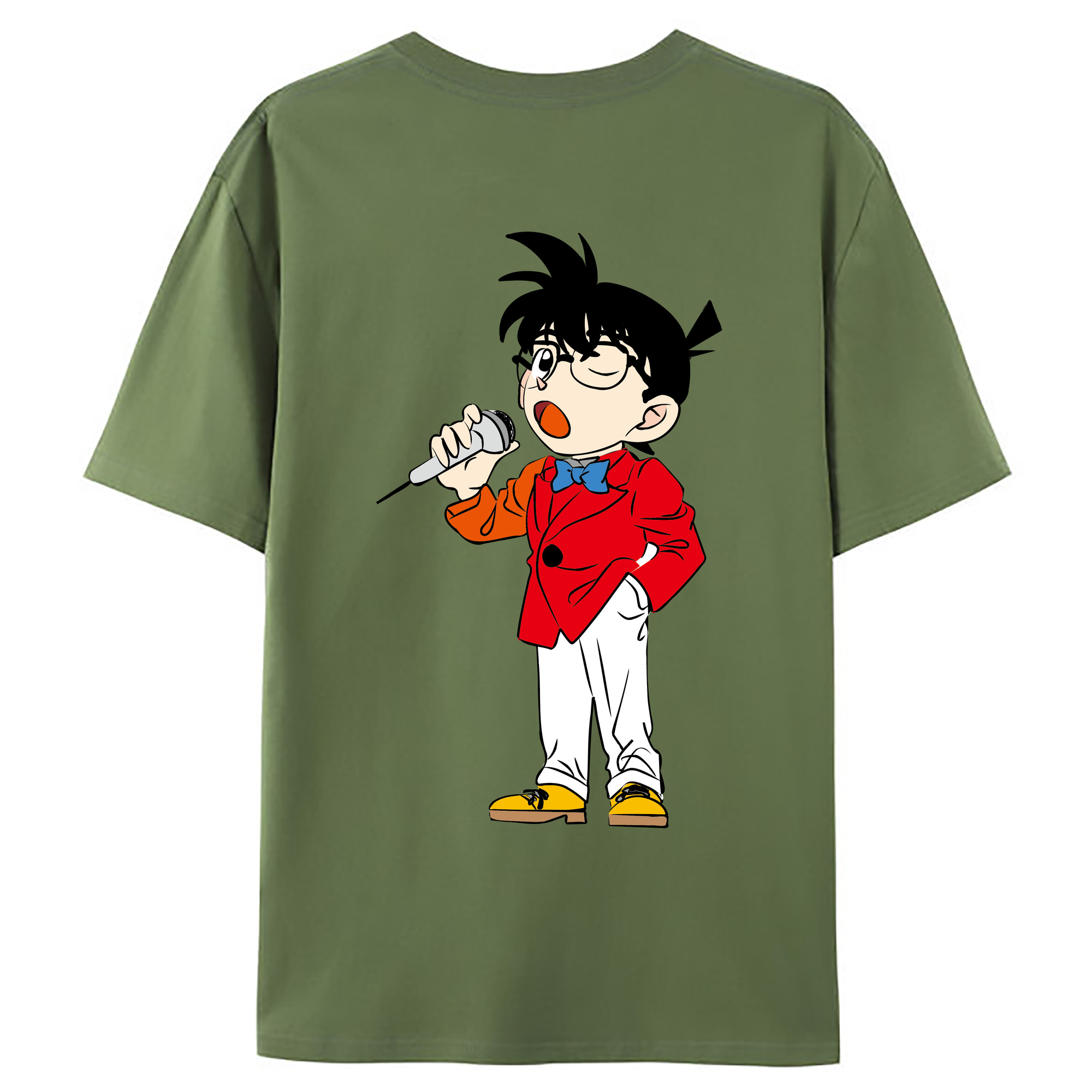 （画像用） 名探偵コナン 江戸川 コナン Detective Conan Conan Edogawa 綿100％ メンズ半袖Tシャツ（バックプリント） 通気性